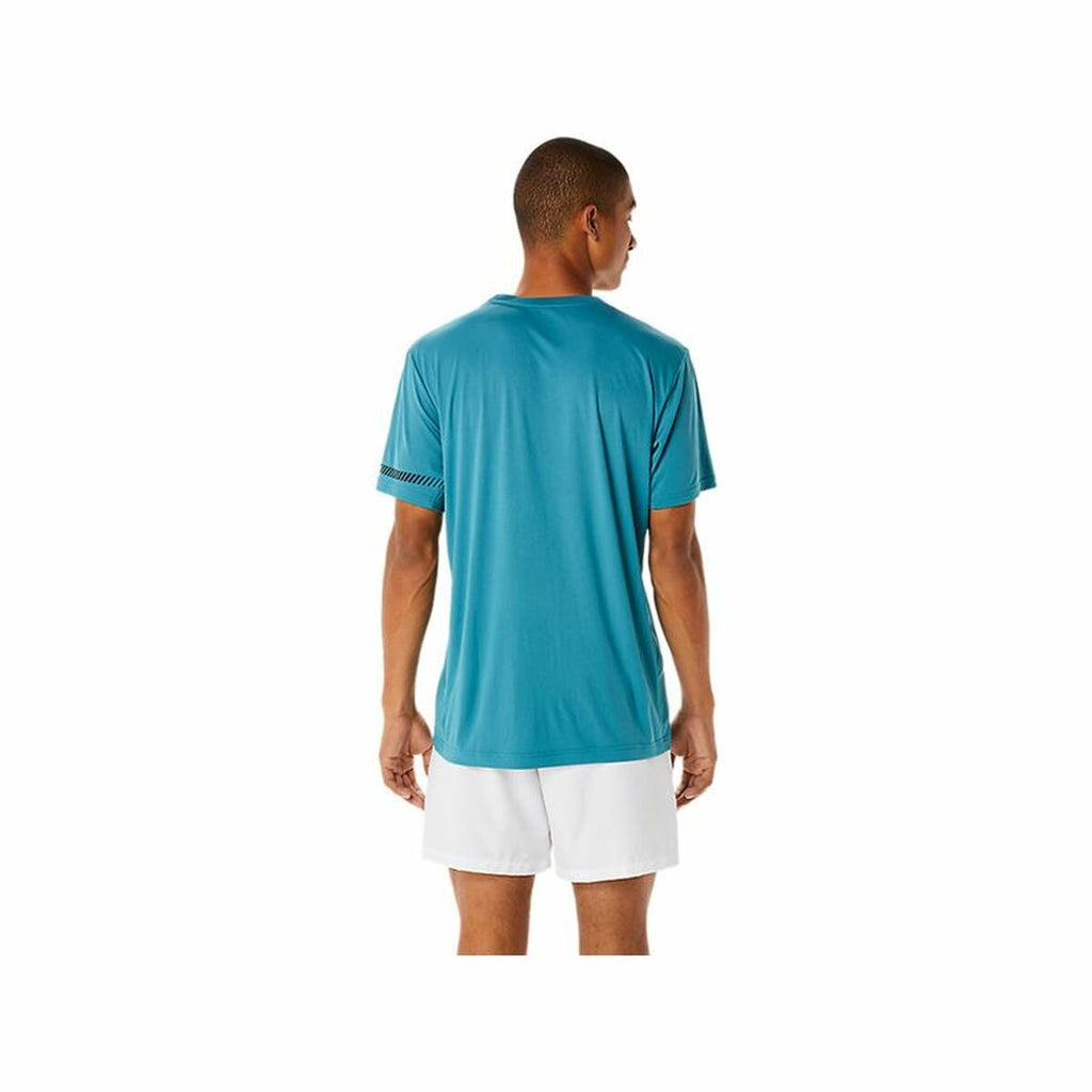 Asics Herren Kurzarm-T-Shirt Blau mit UV-Schutz - Sport & Freizeit