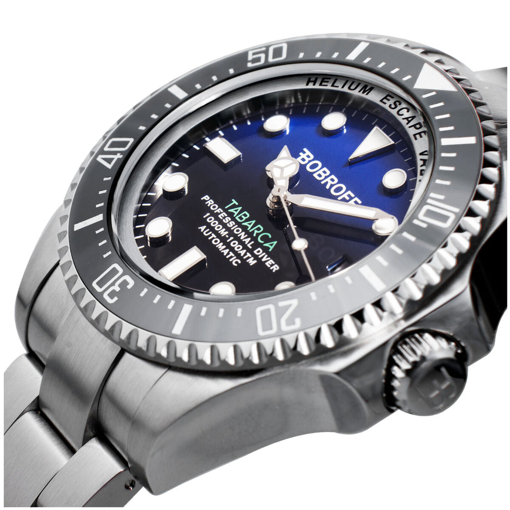 Bobroff BF00 Herrenuhr Ø 44 mm Edelstahlarmband silber - Mode & Accessoires