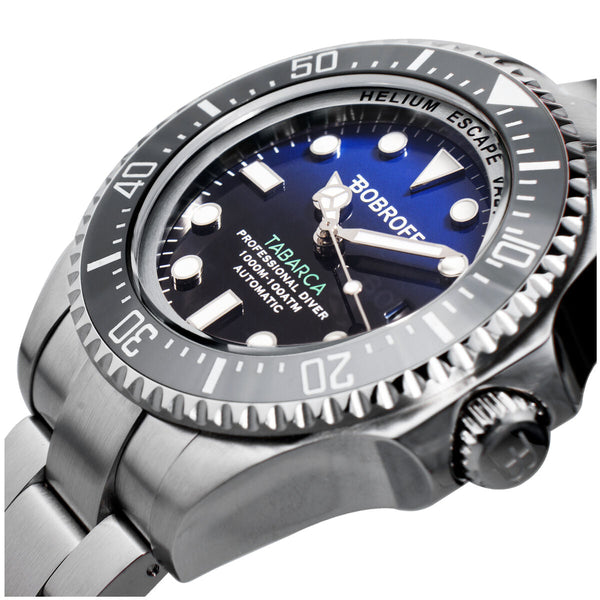 Bobroff BF00 Herrenuhr Ø 44 mm Edelstahlarmband silber - Mode & Accessoires