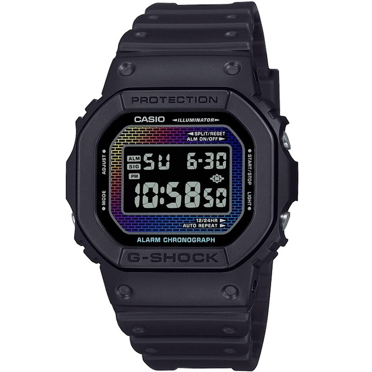 Casio G-Shock Herrenuhr Rainbow Brick Wall Schwarz