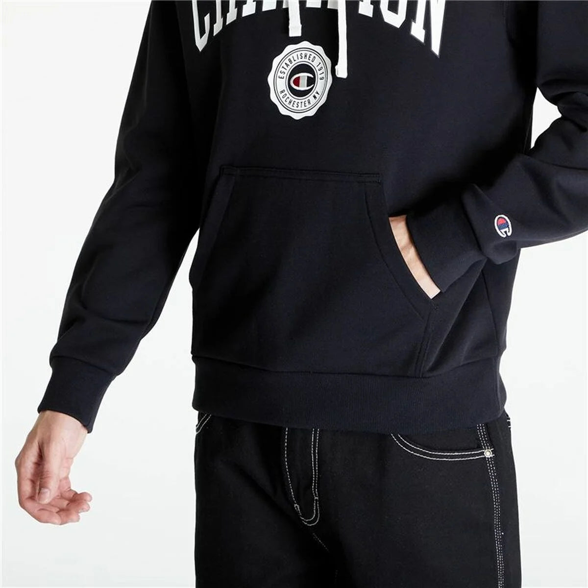 Champion Herren Sweater mit Kapuze Schwarz hochwertig