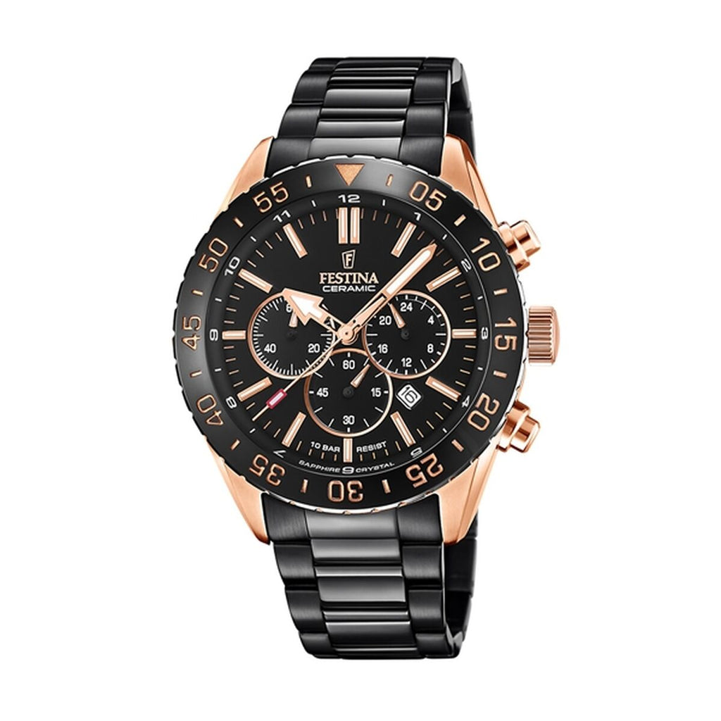 Festina Herrenuhr Edelstahl Schwarz Elegant 40 mm - Mode & Accessoires
