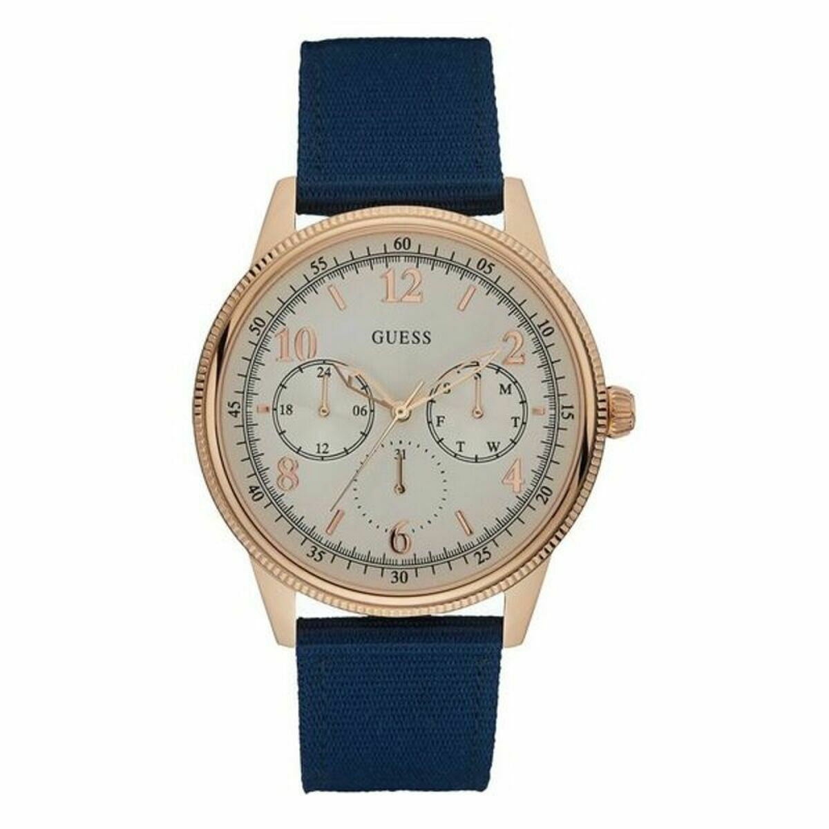 Guess Herrenuhr W0863G4 Edelstahl Blau Armbanduhr 44 mm