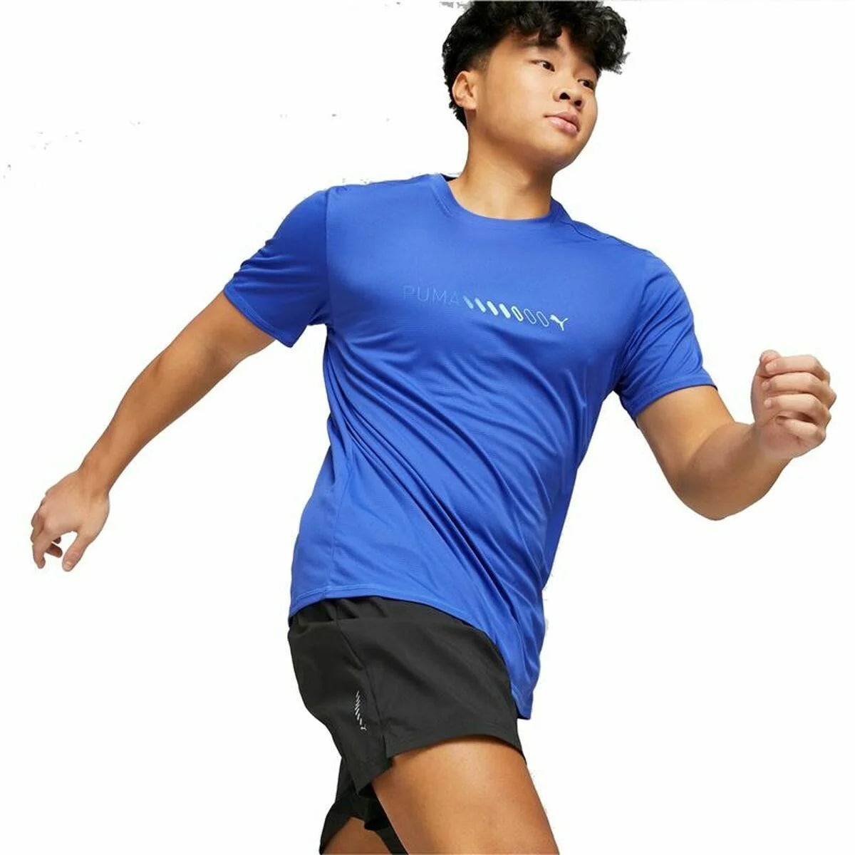 Herren Kurzarm-T-Shirt Puma Run Favorite Logo Blau – Produktansicht 5