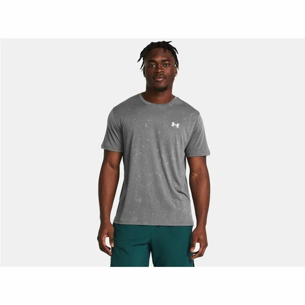 Herren Kurzarm-T-Shirt Under Armour Launch Splatter Grau - Sport & Freizeit