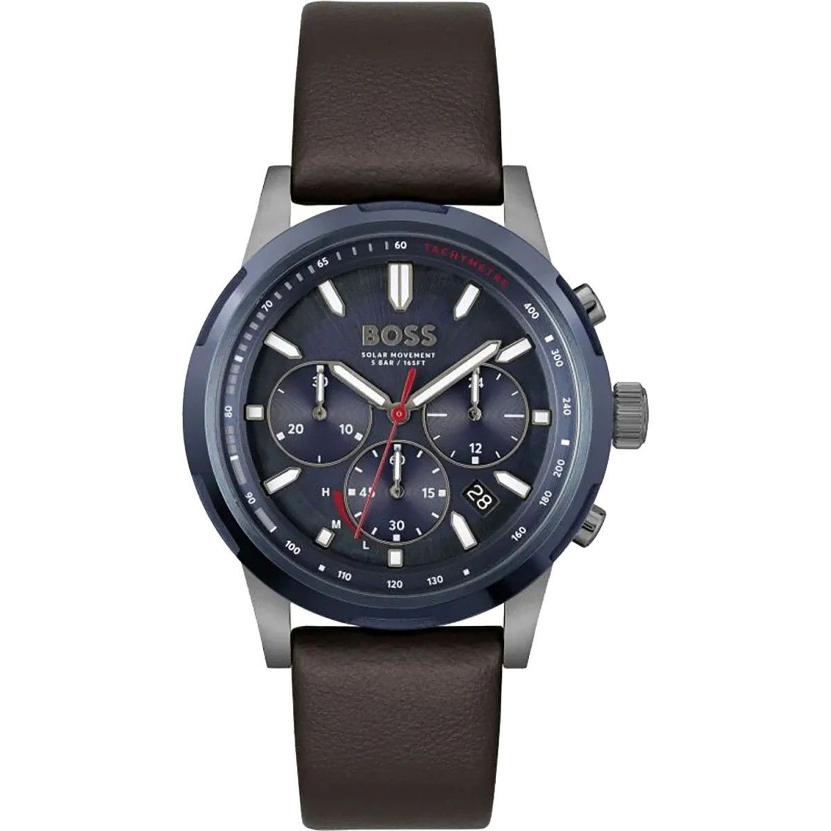 Hugo Boss Armbanduhr Herren – Edelstahl Grau Leder Braun