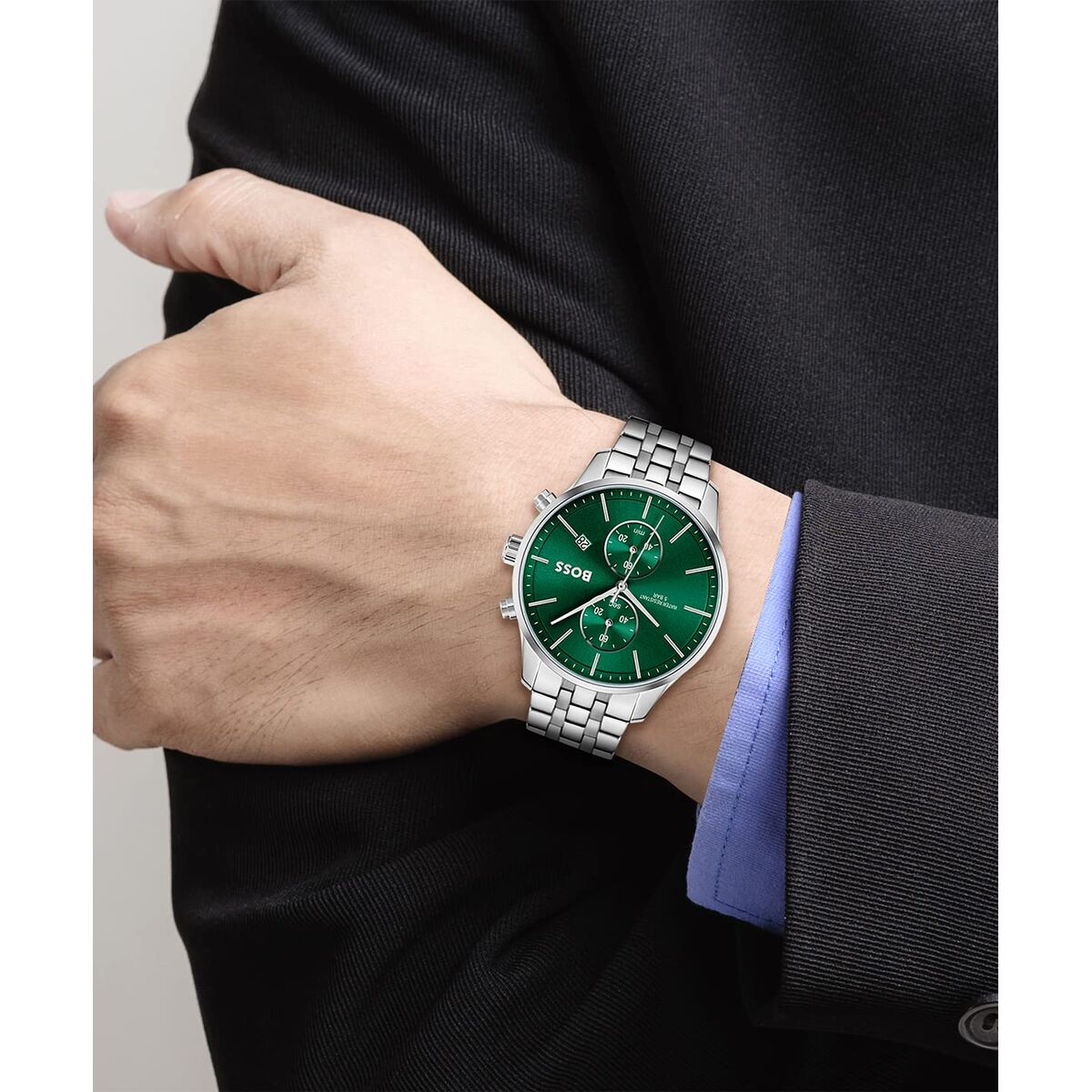 Hugo Boss Herren-Armbanduhr – Graues Edelstahl-Design
