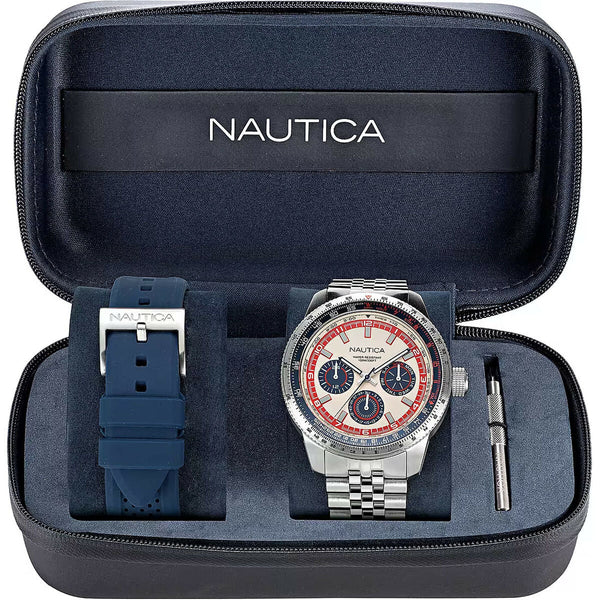 Nautica Herrenarmbanduhr NAPP39S27 Edelstahl grau 46 mm - Mode & Accessoires