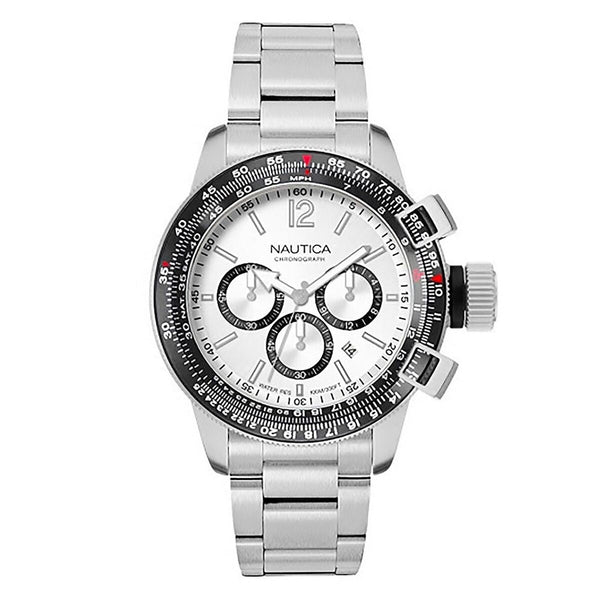 Nautica Herrenuhr NAPBFCF04 Edelstahl 40 mm Silberfarben - Mode & Accessoires