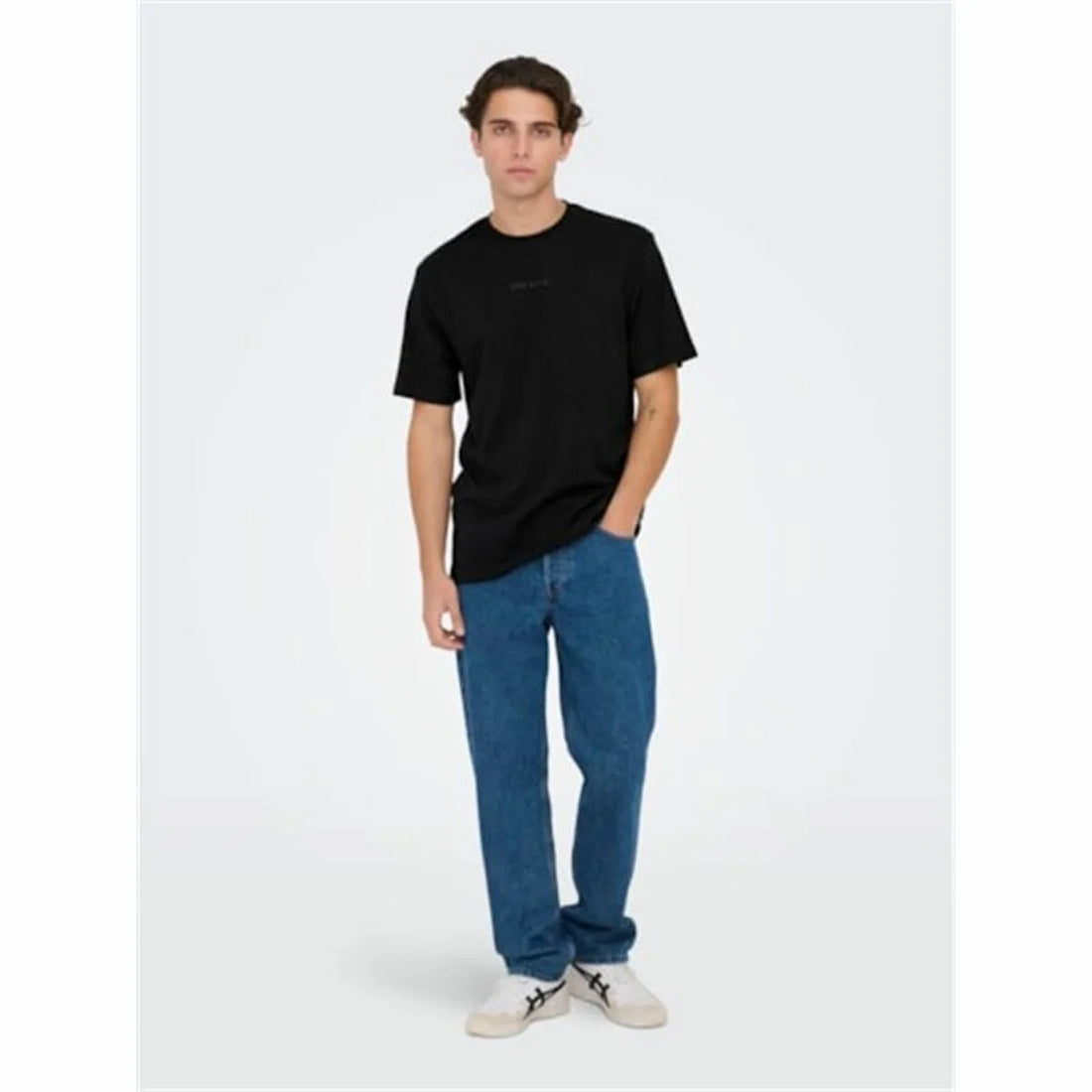 Only and Sons Life Reg Herren-T-Shirt Schwarz – Detailansicht 1