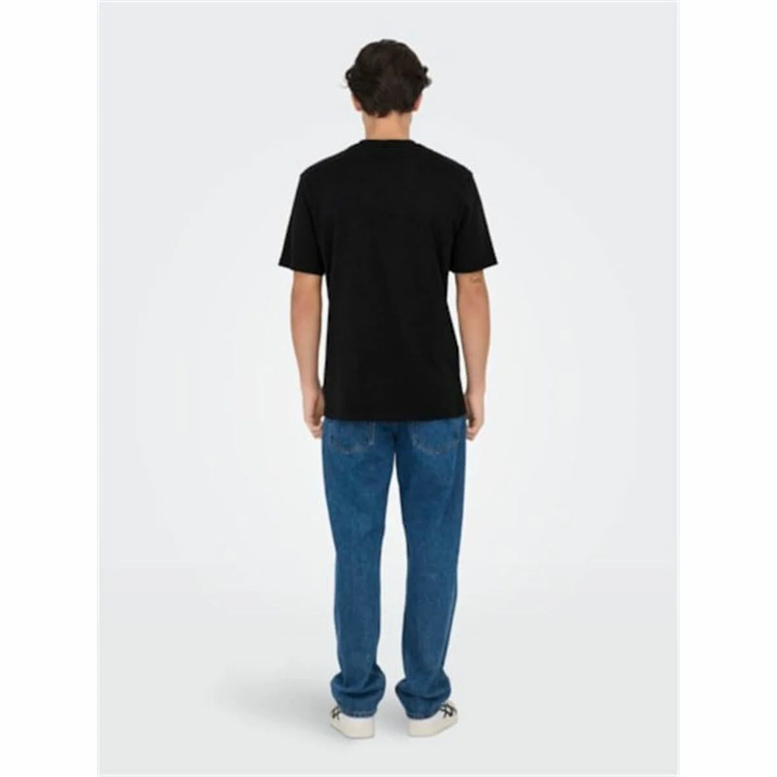 Only and Sons Life Reg Herren-T-Shirt Schwarz – Detailansicht 2