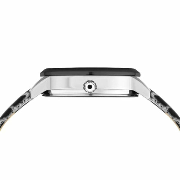 Police Herrenuhr 36 mm Grau Edelstahl Schwarz Leder - Mode & Accessoires