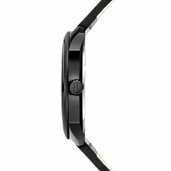 Police Herrenuhr 44 mm Schwarz Leder Elegant - Mode & Accessoires
