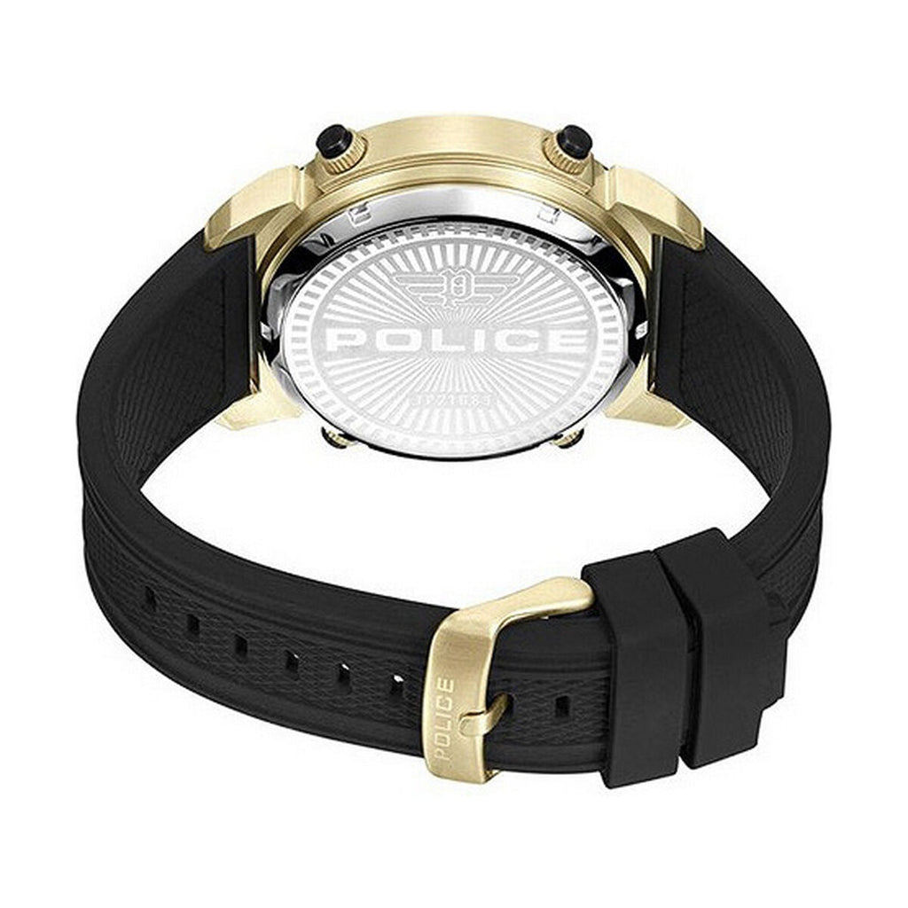 Police Herrenuhr 50 mm Gold Edelstahl Schwarz Elegant - Mode & Accessoires