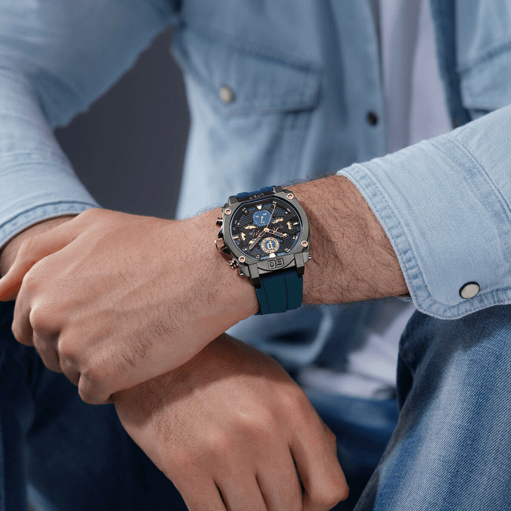 Police Herrenuhr Edelstahl Schwarz Elegant 42 mm - Mode & Accessoires