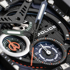 Police Herrenuhr Schwarz 42 mm Elegantes Lederarmband - Mode & Accessoires