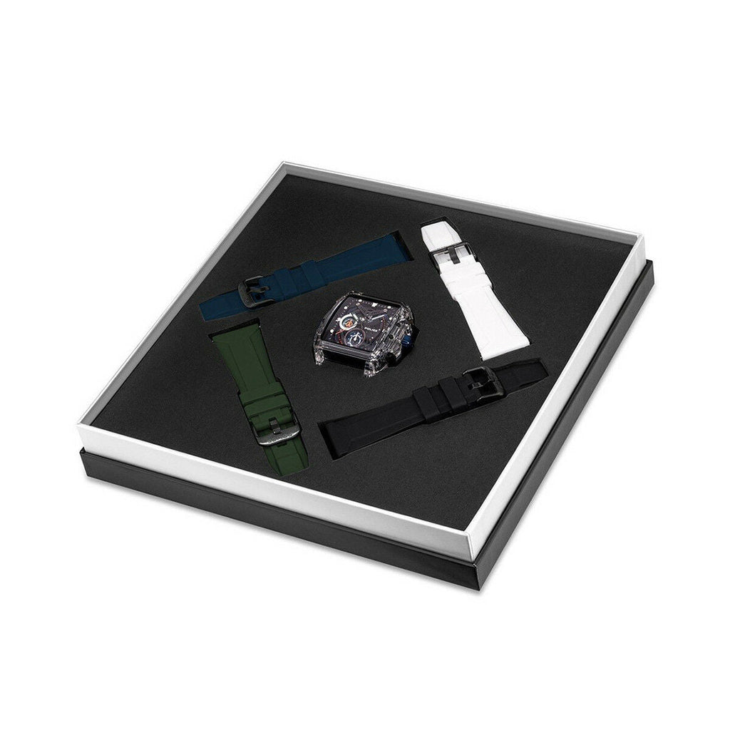 Police Herrenuhr Schwarz 42 mm Elegantes Lederarmband - Mode & Accessoires