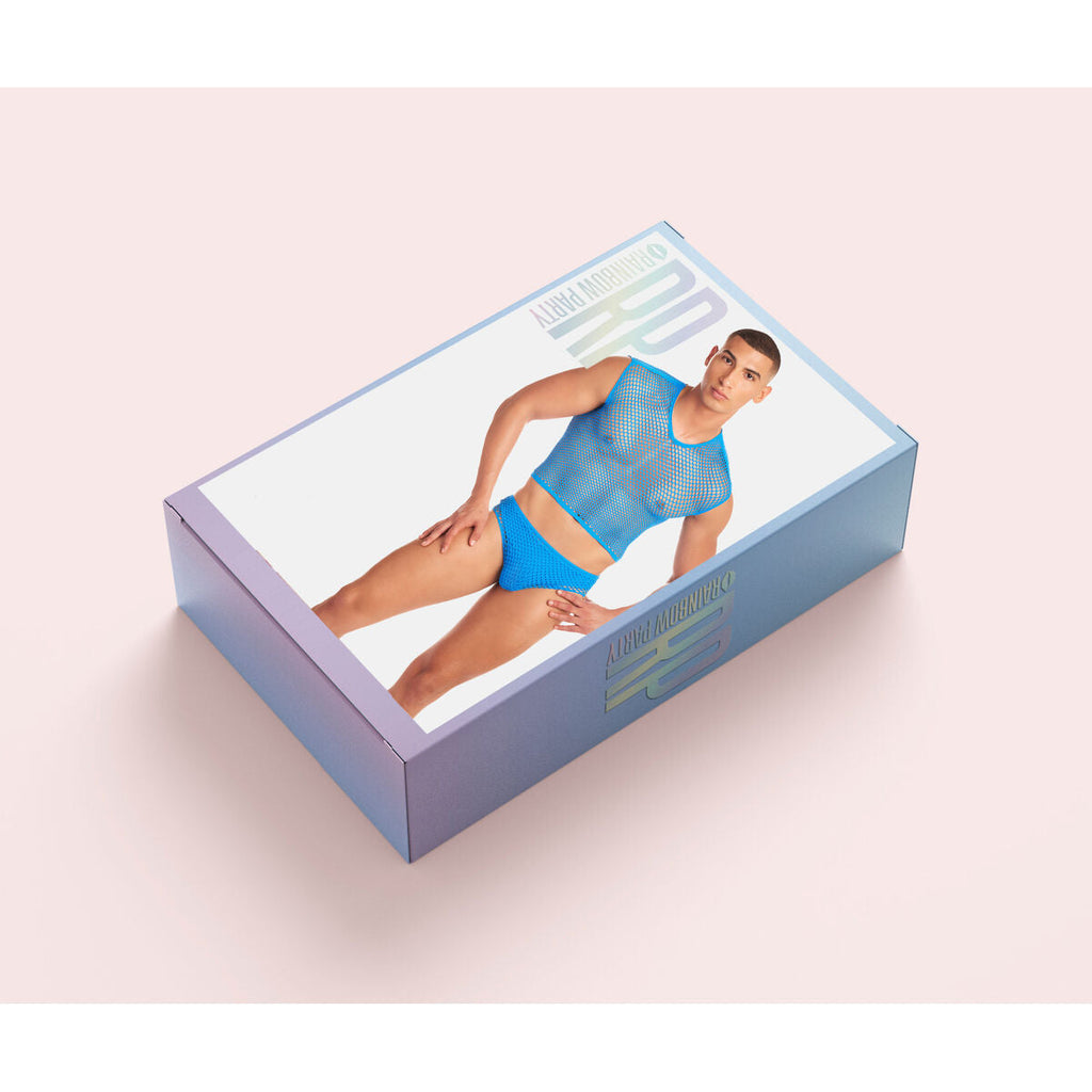 Rainbow Party Unterwäsche-Set Blau S/M – 3 Teile - Erotik Shop