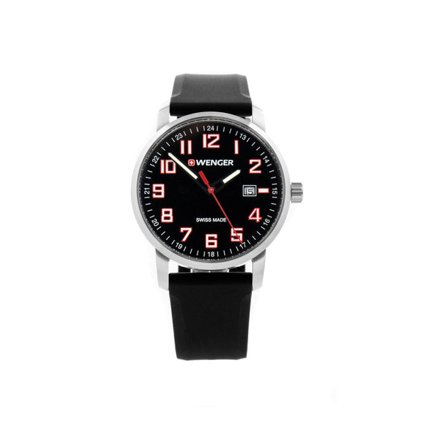 Wenger Herrenuhr 01.9041.127 Ø 42 mm Edelstahl Schwarz - Mode & Accessoires