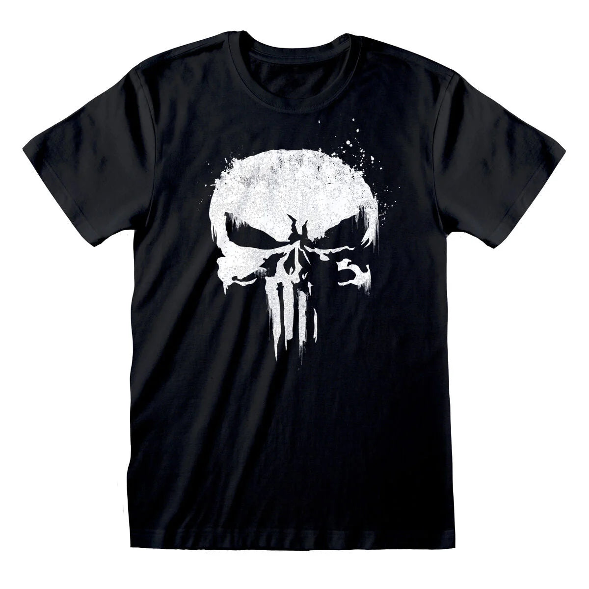 Schwarzes Unisex-T-Shirt mit großem weißem Totenkopf-Motiv