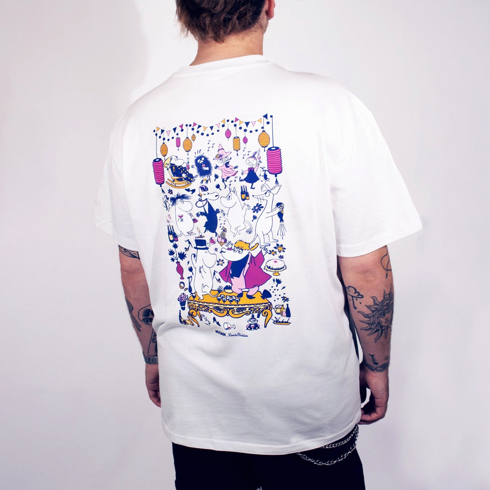 Schweres Unisex-T-Shirt Moomin Party – Weiß – Produktansicht 5