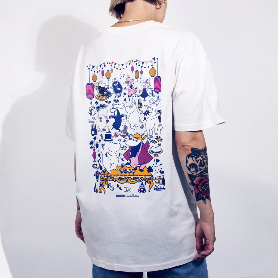 Schweres Unisex-T-Shirt Moomin Party – Weiß