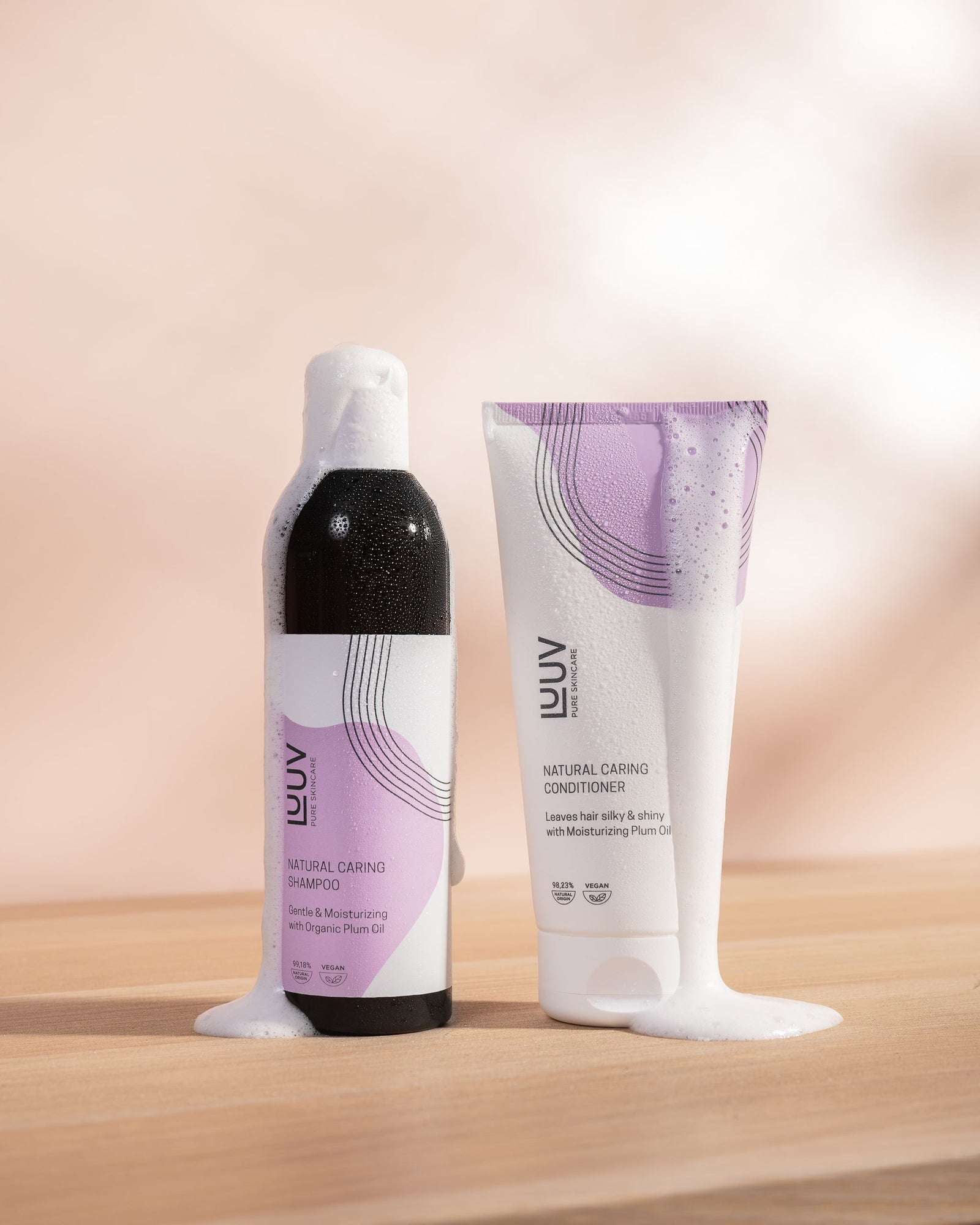 Natürliches Shampoo- und Conditioner-Set mit Pflaumenöl