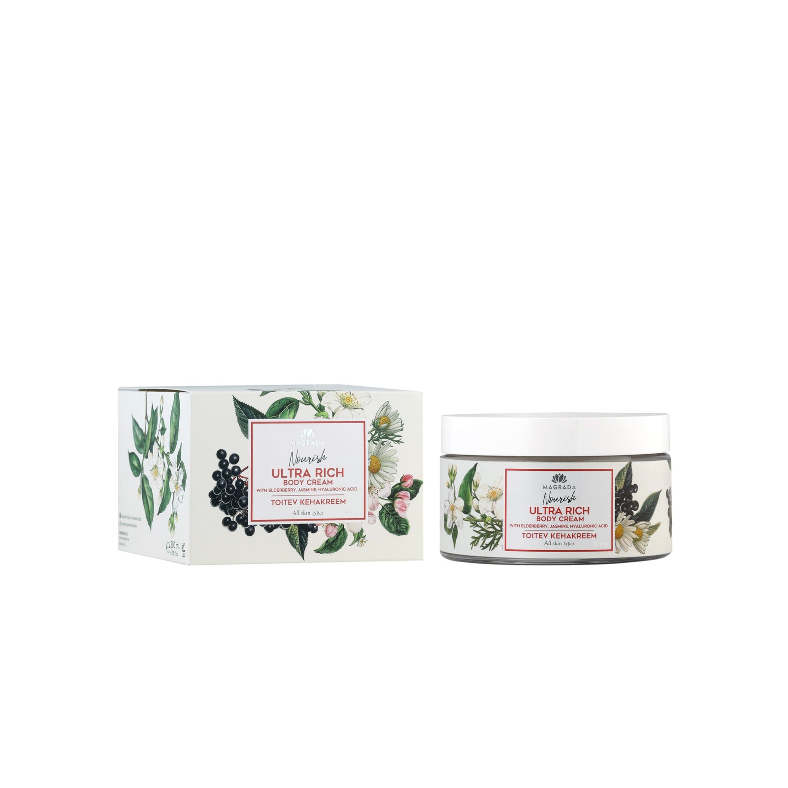 Nährende Körpercreme mit Holunder, Jasmin und Hyaluronsäure, 200 ml – Produktansicht 2
