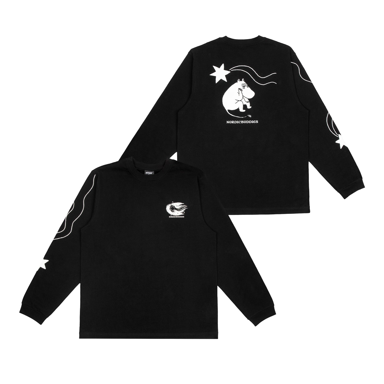 Unisex – Langarmshirt Novels mit Rippbündchen – Schwarz – Produktansicht 2