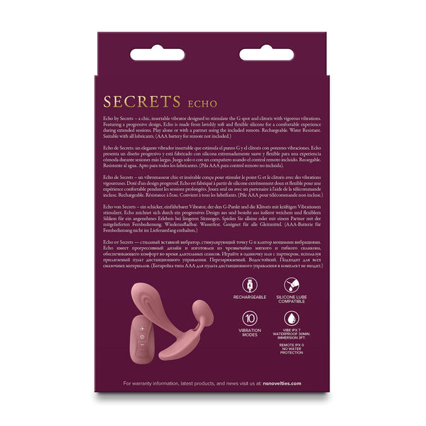 NS Novelties Secrets Vibrierender Analplug Rosa wasserfest - Erotik Shop