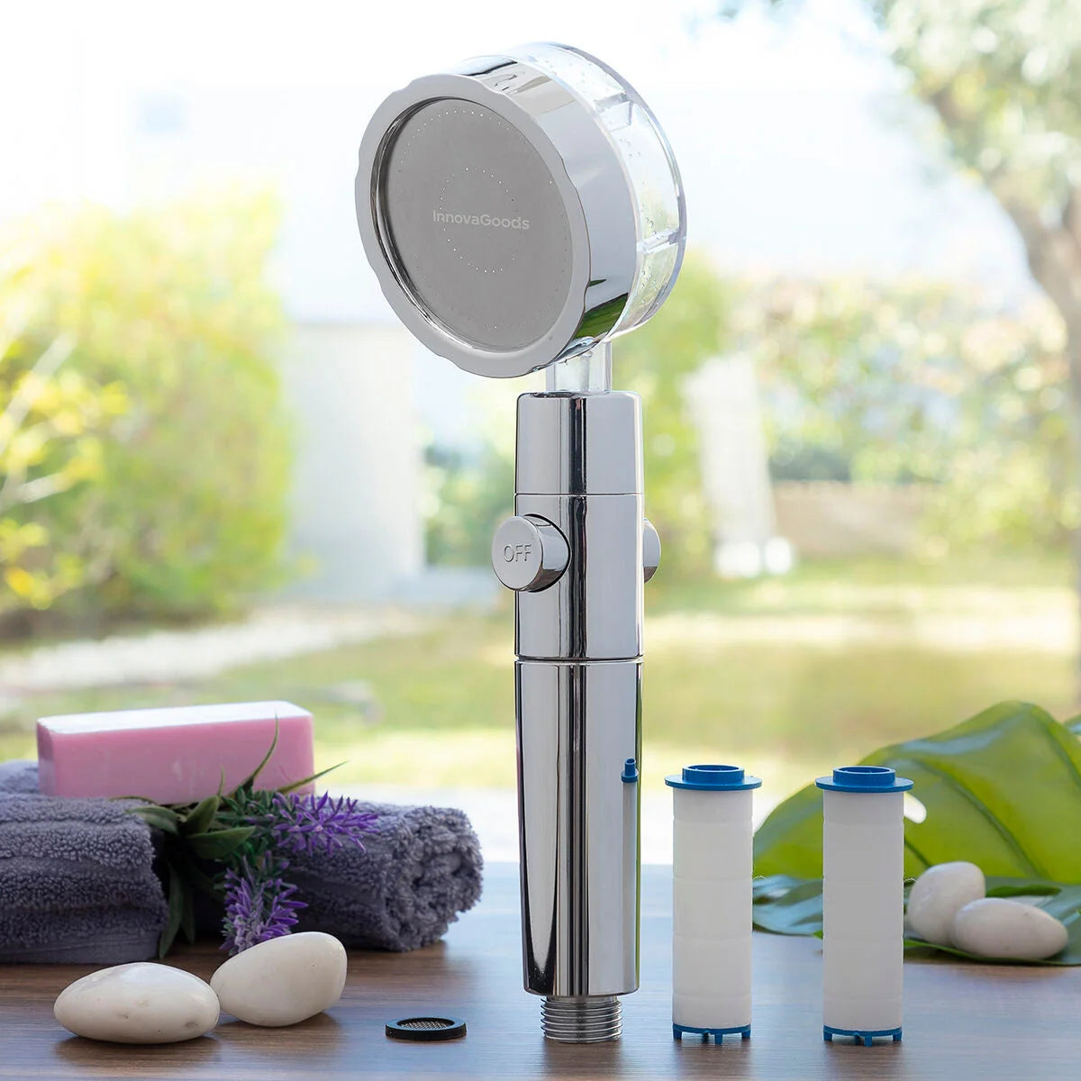 Öko-Dusche mit Druckpropeller und Reinigungsfilter Heliwer – Produktansicht 3