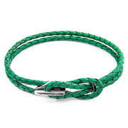 Padstow Silberarmband aus geflochtenem Leder – Farngrün