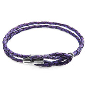 Padstow Silberarmband aus geflochtenem Leder – Traubenviolett