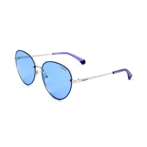 Blaue runde Polaroid Damensonnenbrille Edelstahl mit UV-Schutz, stilvolles Design