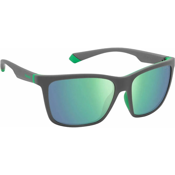 Polaroid Herrensonnenbrille Grau mit grünen Spiegelgläsern und 100% UV-Schutz