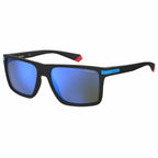 Polaroid Herrensonnenbrille Schwarz-Blau mit UV-Schutz, trendiges schwarz-blau-Design