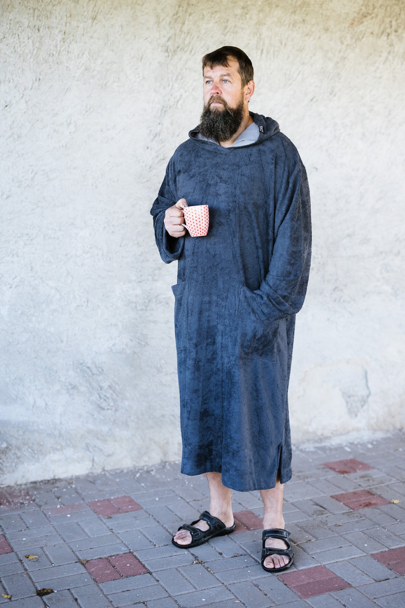 Langarm-Poncho für Erwachsene aus Bambus-Frottee – Produktansicht 2