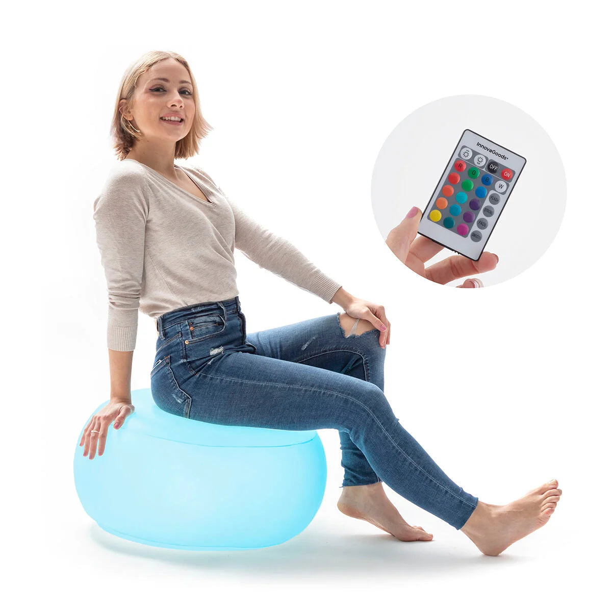 Pulight Aufblasbarer Hocker mit RGB LED Beleuchtung