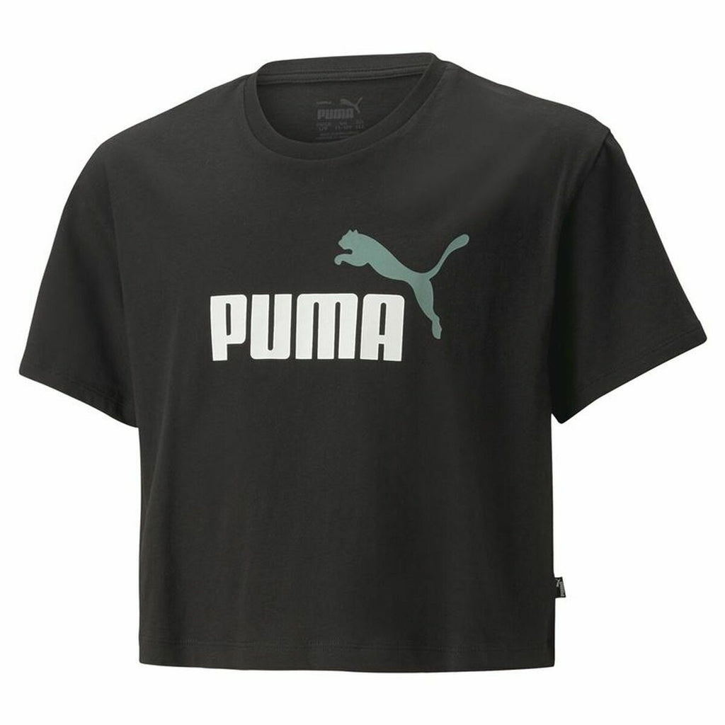 Puma Kurzarm-T-Shirt Kinder Logo Cropped Schwarz - Sport & Freizeit