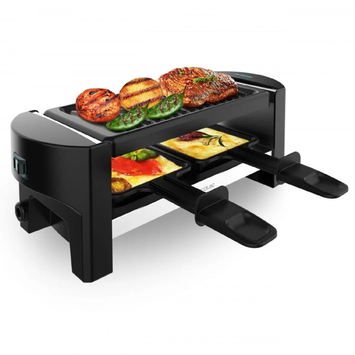 Cecotec 3200 Pocket Raclette mit Grillplatte und zwei Pfännchen