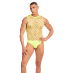 Rainbow Party Gelbes Unterwäsche-Set L/XL aus Nylon & Spandex - Erotik Shop