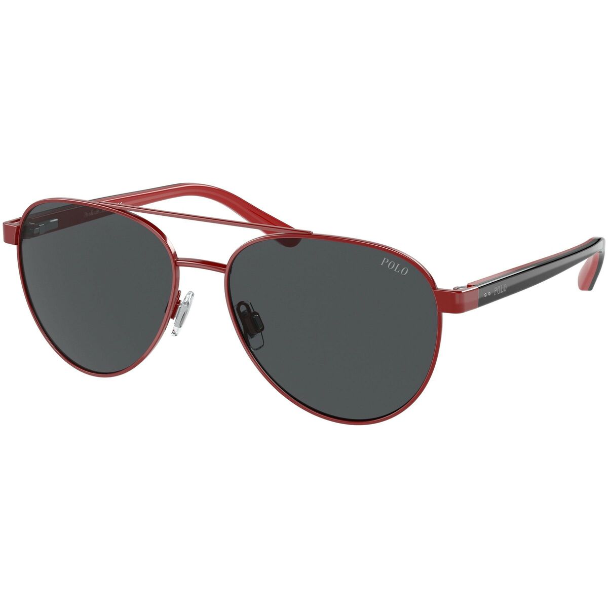 Ralph Lauren Herrensonnenbrille mit roten Aviator-Sonnenbrillengläsern aus hochwertigem Polycarbonat mit UV400 Schutz