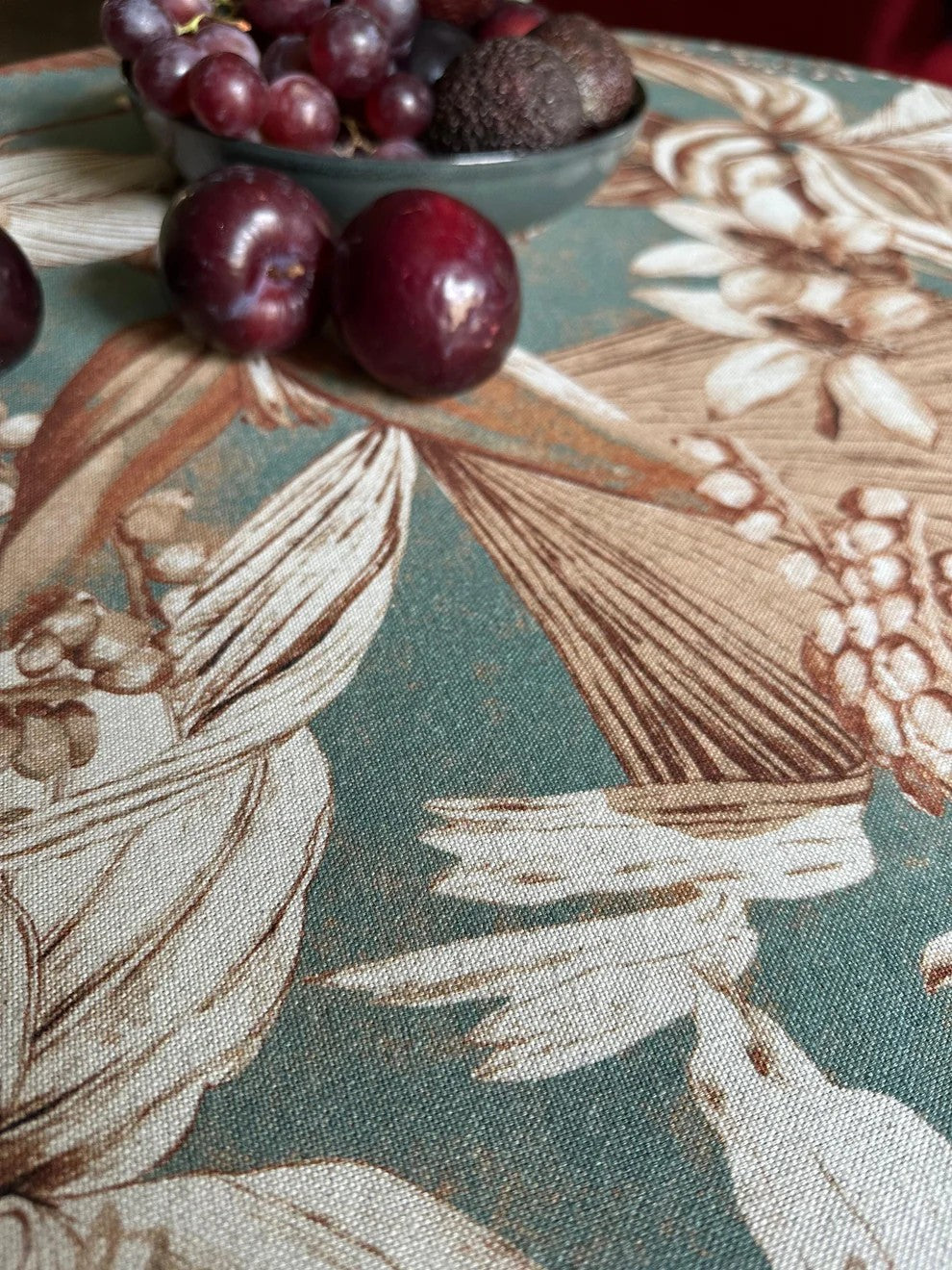 Rechteckige Tischdecke, Leinen-Baumwoll-Mix – Terra Flora – Detailansicht 1