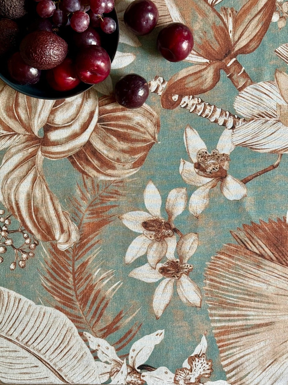 Rechteckige Tischdecke, Leinen-Baumwoll-Mix – Terra Flora – Produktansicht 2