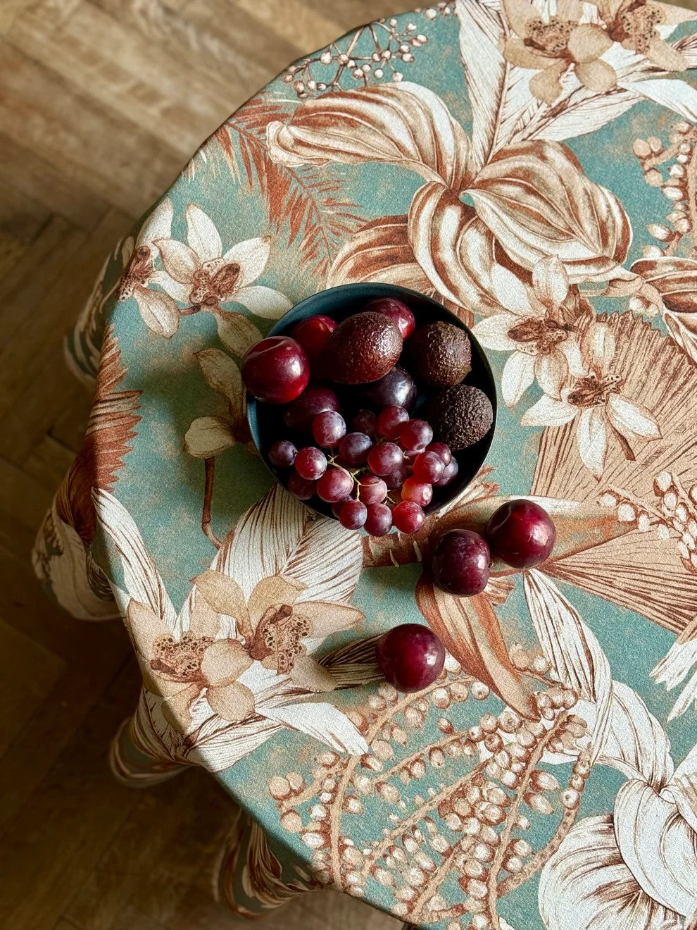Runde Tischdecke, Leinen-Baumwoll-Mix – Terra Flora – Detailansicht 2