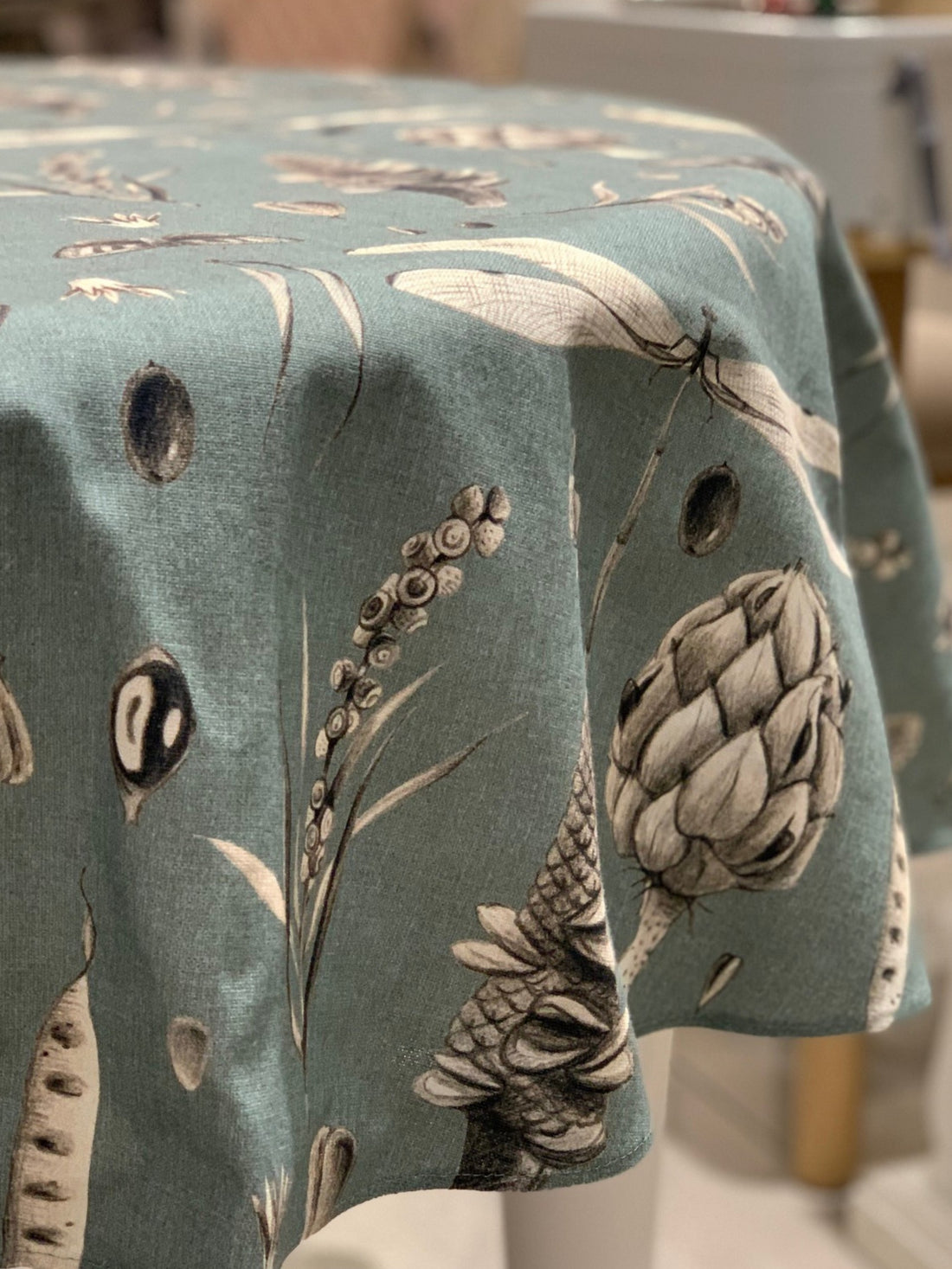Runde Tischdecke – Seeds Aqua – Detailansicht 2