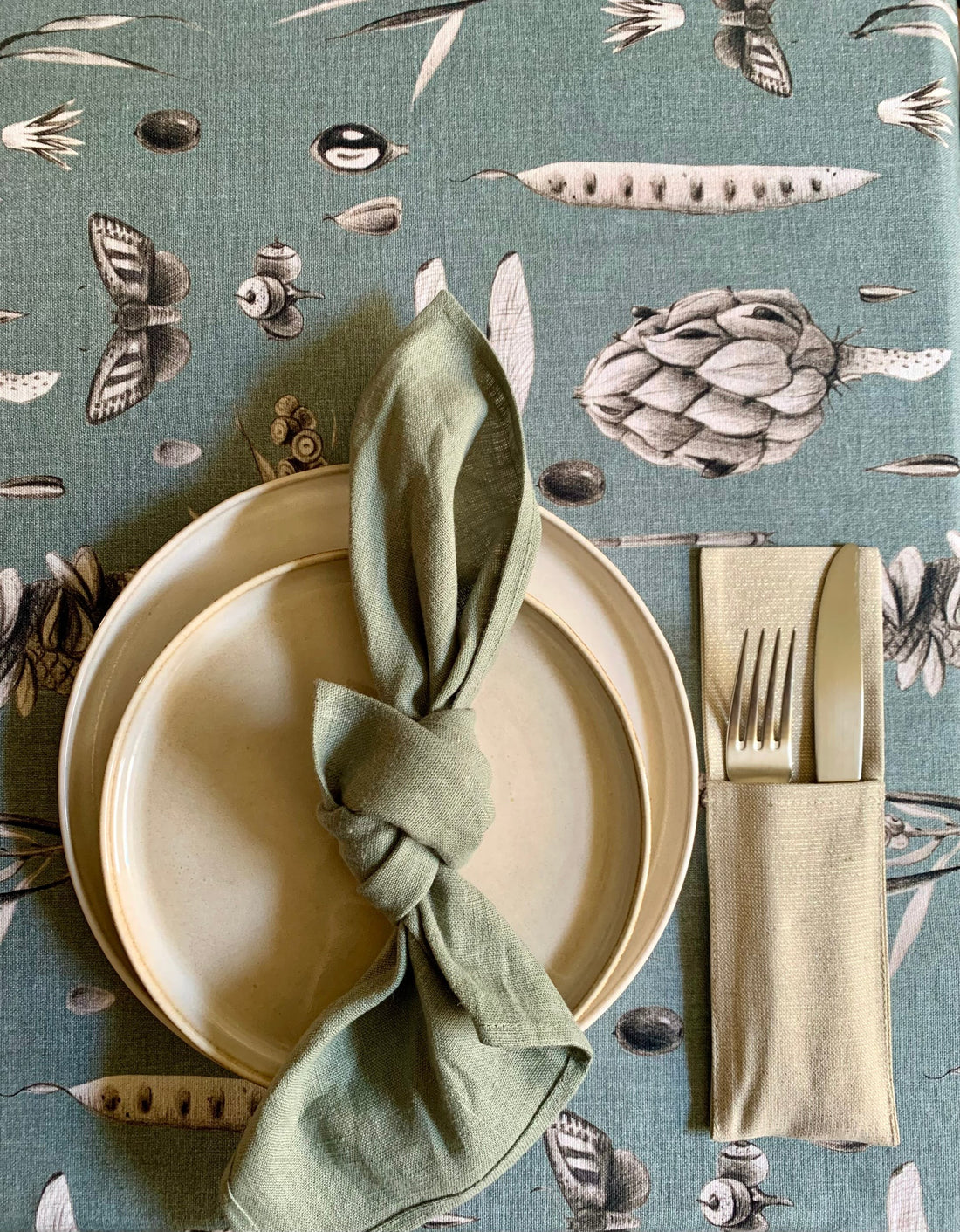 Runde Tischdecke – Seeds Aqua – Detailansicht 1