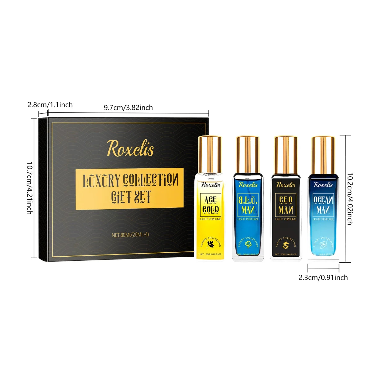 Roxelis Herren Duftset – 4 × 20 ml
