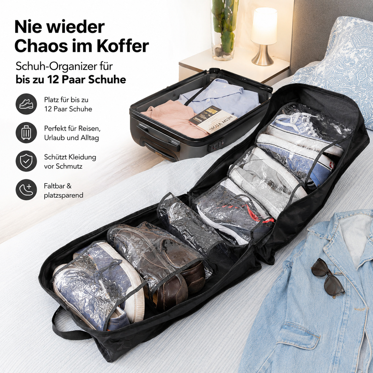 Reisetasche für 12 Schuhe