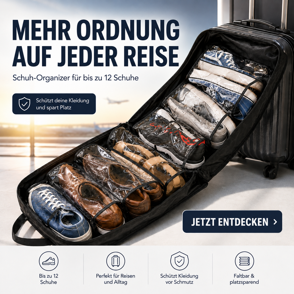 Schuh-Organizer für Reisen – Platz für bis zu 12 Schuhe
